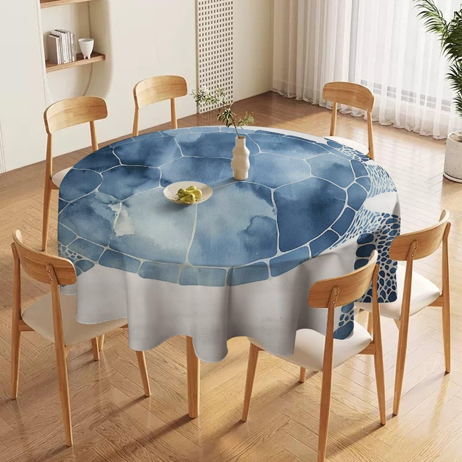 ORDOBO 3D Print Round Tablecloth - Green Plants Waterproof Dust-Proof 3D Print Table Cover For Dinner Kitchen Garden Fashion Home Countertop Decoration 177X177Cm