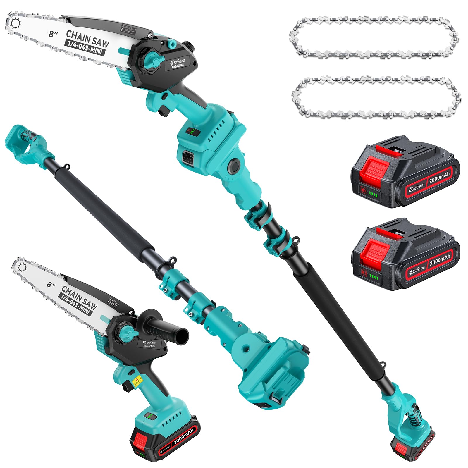 8" Electric Pole Saws for Tree Trimming, 1000W Brushless Motor
