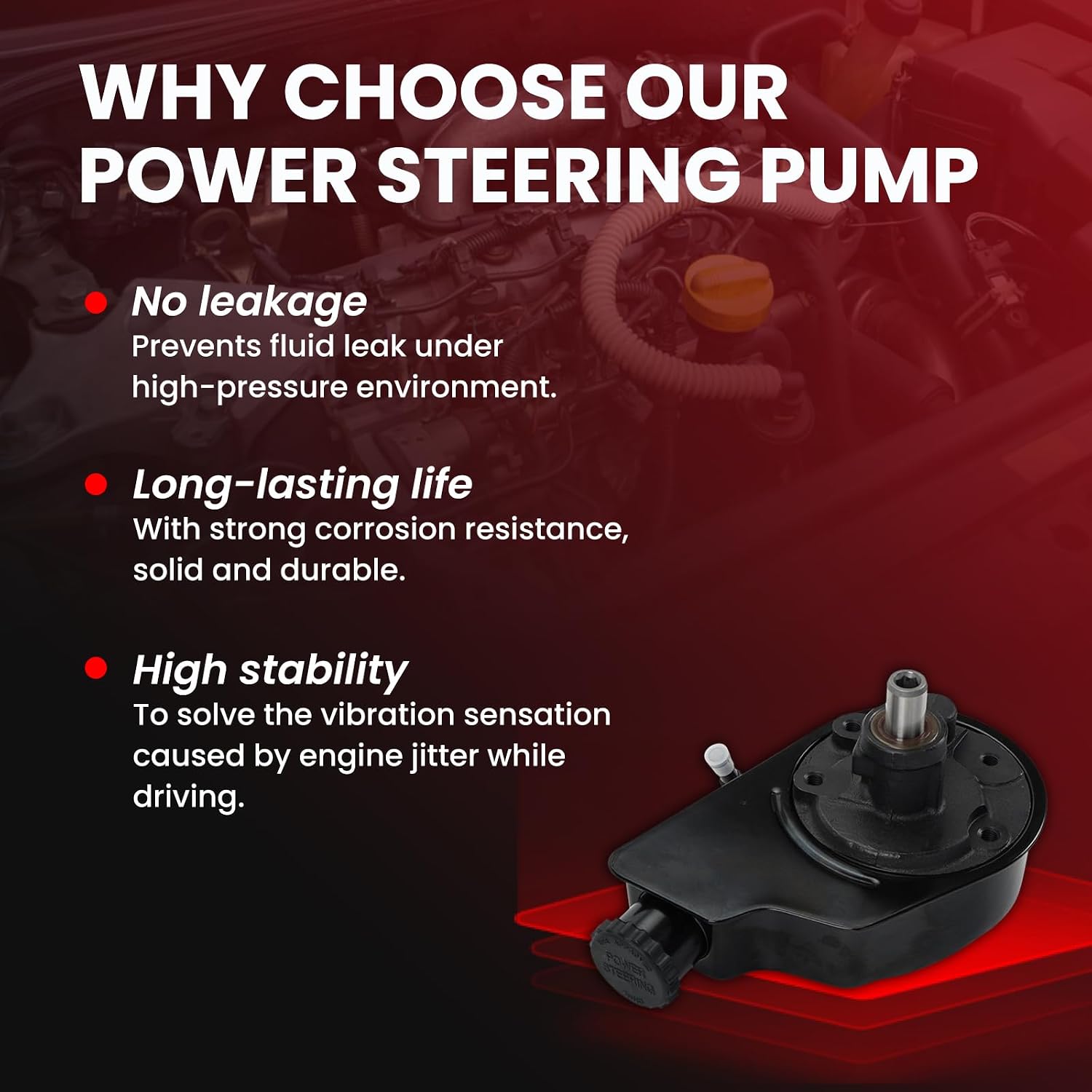 MOCA Power Steering Pump fits For Cadillac 2001-2002 Tahoe LS 5.3L, 4.8L, 2001-2002 Chevrolet Tahoe LT 5.3L, 4.8L, For GMC 1999-2000 Yukon Denali 5.7L, 2000-2002 Yukon XL 1500 SLE SLT 5.3L