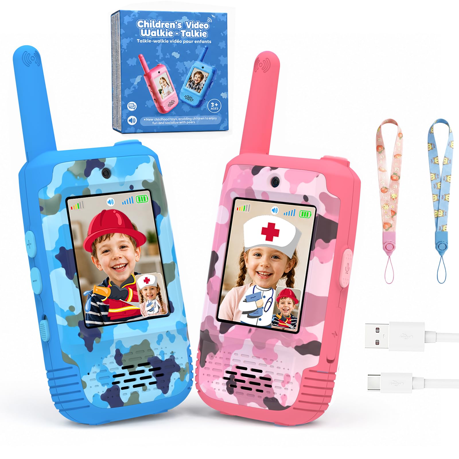 KOKODI Rechargeable Long Range Video Walkie Talkies for Kids 3-9 Years Old