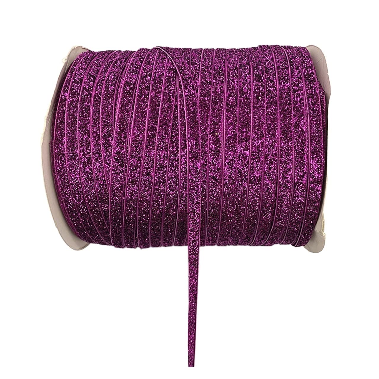 EliteKoopers 1M Purple Glitter Ribbon 10mm Wide, Sparkly Fabric Ribbon for Gift Crafters Sewing Wedding Party Brithday Wrap Making Hair Bows Floral Projects