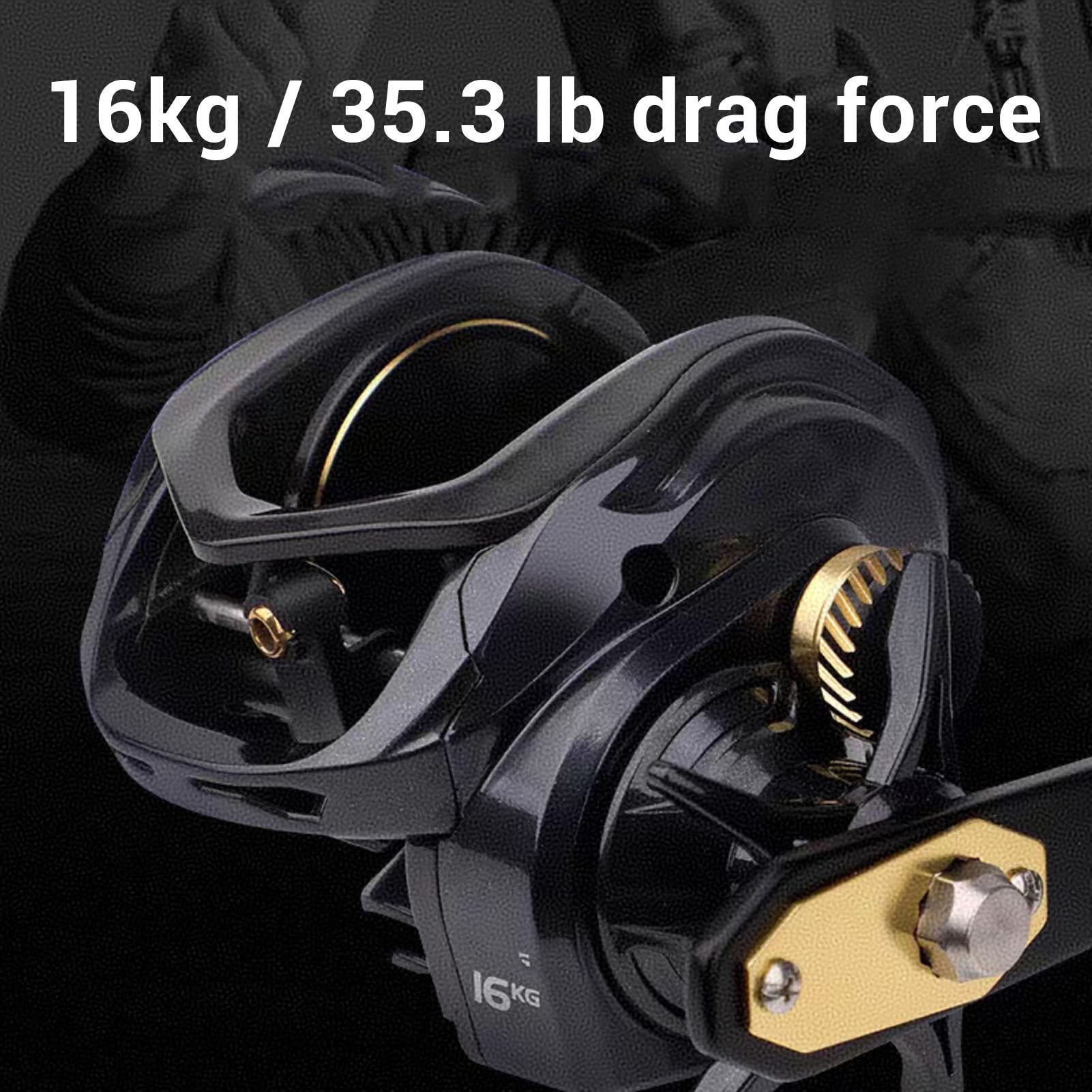 YUYTE Mulinello da Lancio con Trasmissione 7.2:1 e Drag 16kg per Pesca