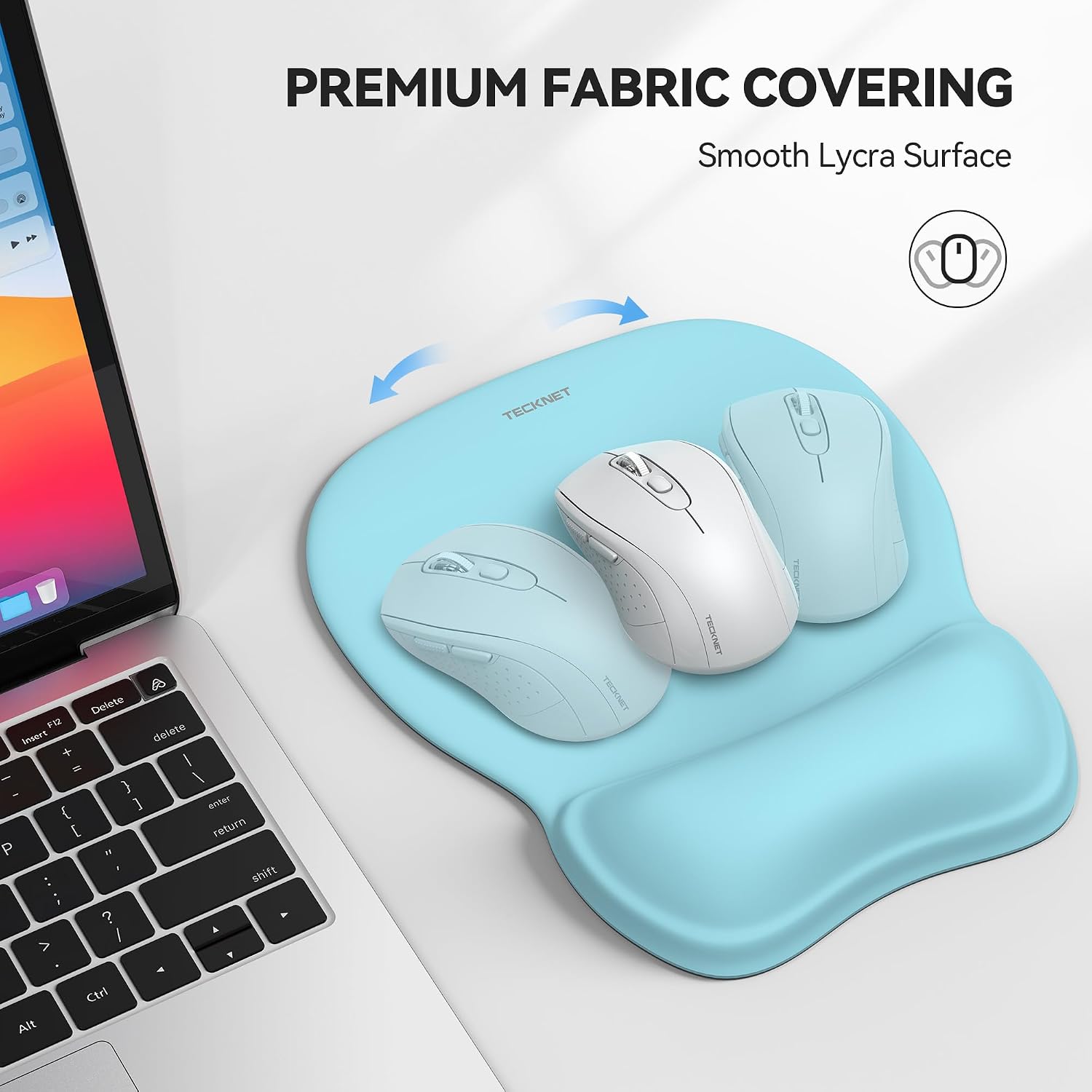 TECKNET Gel Ergonomic Mouse Pad with Wrist Rest, Non-Slip PU Base, LT.Blue image 4