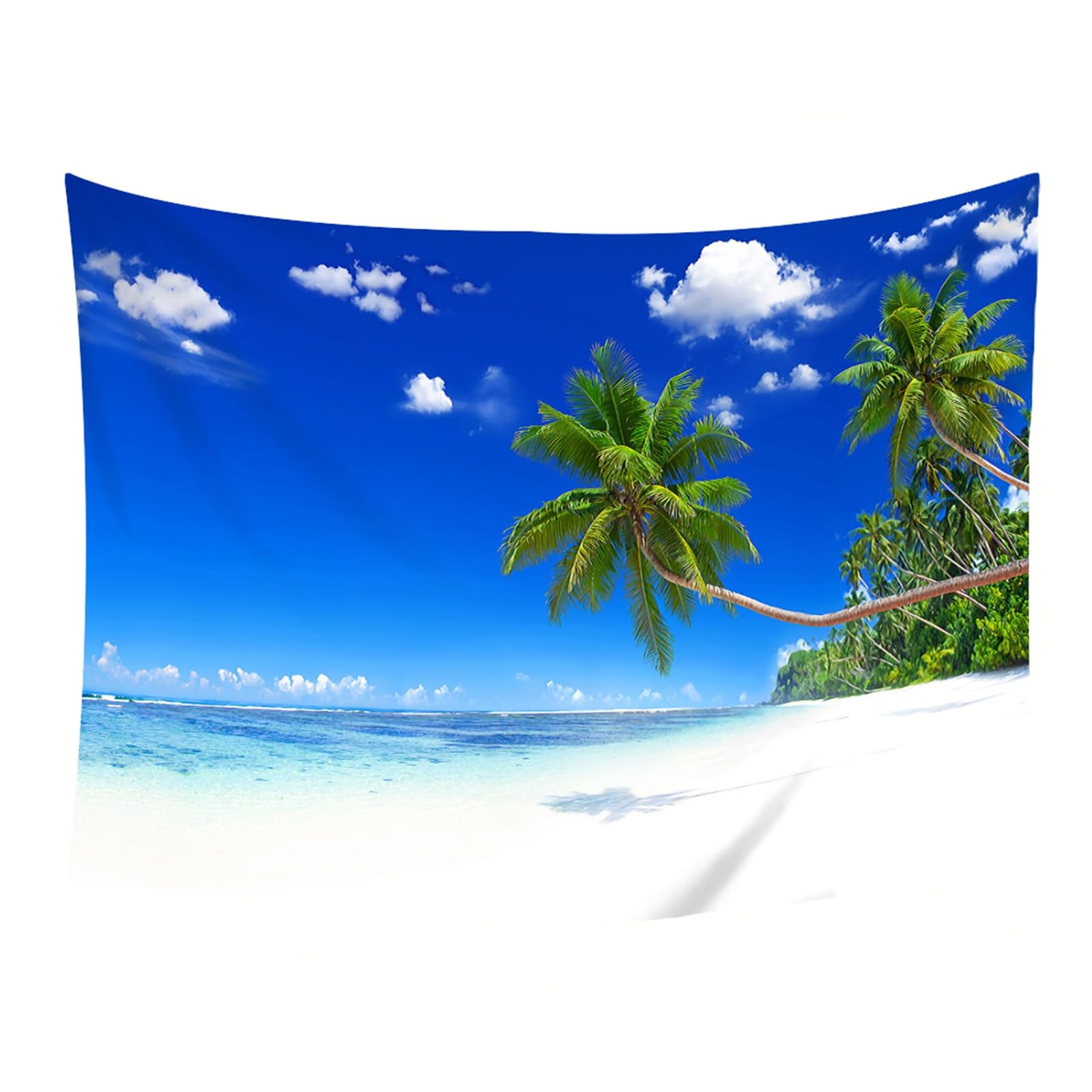 RDSGYZ Wandbehang Stoff Groß 350x256CM, Wandteppich Wandtuch Outdoor Blauer Himmel Strand Kokospalmen Wandvorhang Wanddeko für Schlafzimmer Kinderzimmer