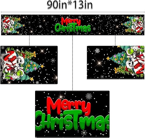 Miniatura 6 de Sunwer Camino de mesa con texto en inglés "Merry Christmas" Jack Skellington The Nightmare Before Christmas Winter Holiday Party para interiores y