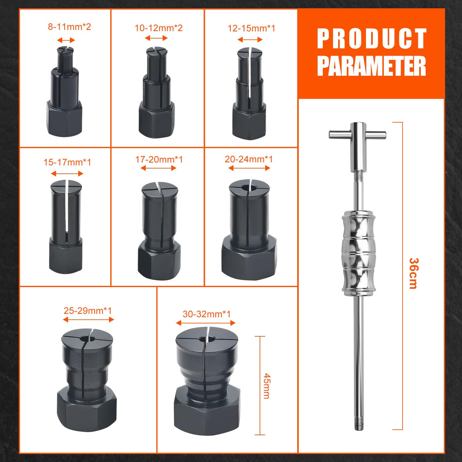 13 Pezzi, 8-32 mm, Kit di estrattori per Cuscinetti Interni per Fori ciechi, con Martello Scorrevole e pinze espandibili, per Auto e Moto (13PC 2X(8+10mm))