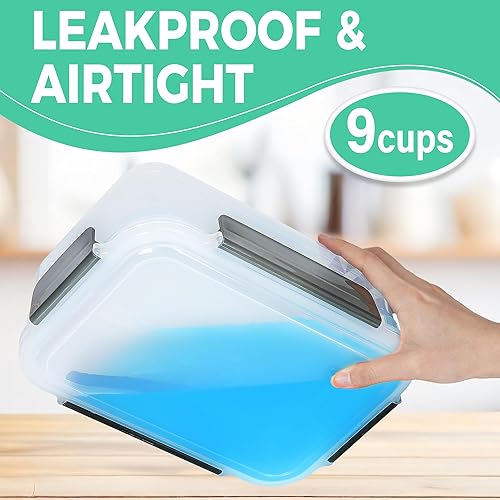 Miniatura 7 de Recipientes de almacenamiento de alimentos sin BPA con tapas, 9 tazas de plástico extra grueso para congelador, sobras de comida preparada,