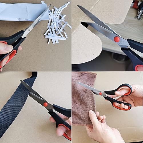 Miniatura 7 de Tijeras, tijeras de oficina multiusos, tijeras ultra afiladas de 8.5 pulgadas, asas de agarre cómodo, tijeras para el hogar, suministros de