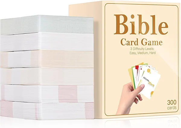 RuRu monkey Bible Trivia Game 300 Cards, Perfect for Bible Study, Youth Groups and Church Gatherings, Fun Christian Trivia Game Cards for Adults and Family, A Great Christian Gift
