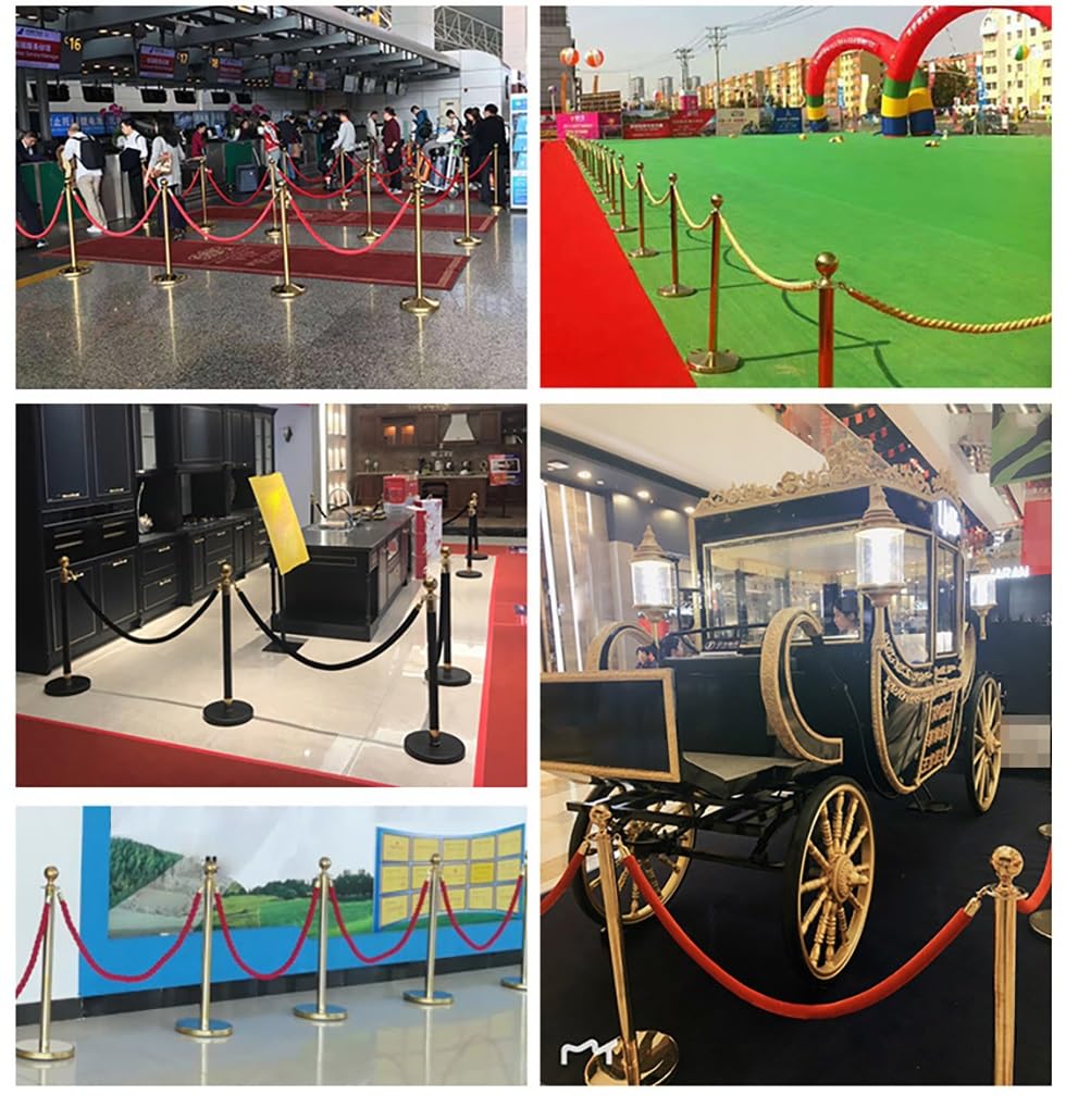 2 Pack Velvet Queue Divider Crowd Control Barrier Rope with Gold Plated Hooks, Rope Safety Barriers for Hotel Concerts(Pink,2.0m/79In/6.6Ft)