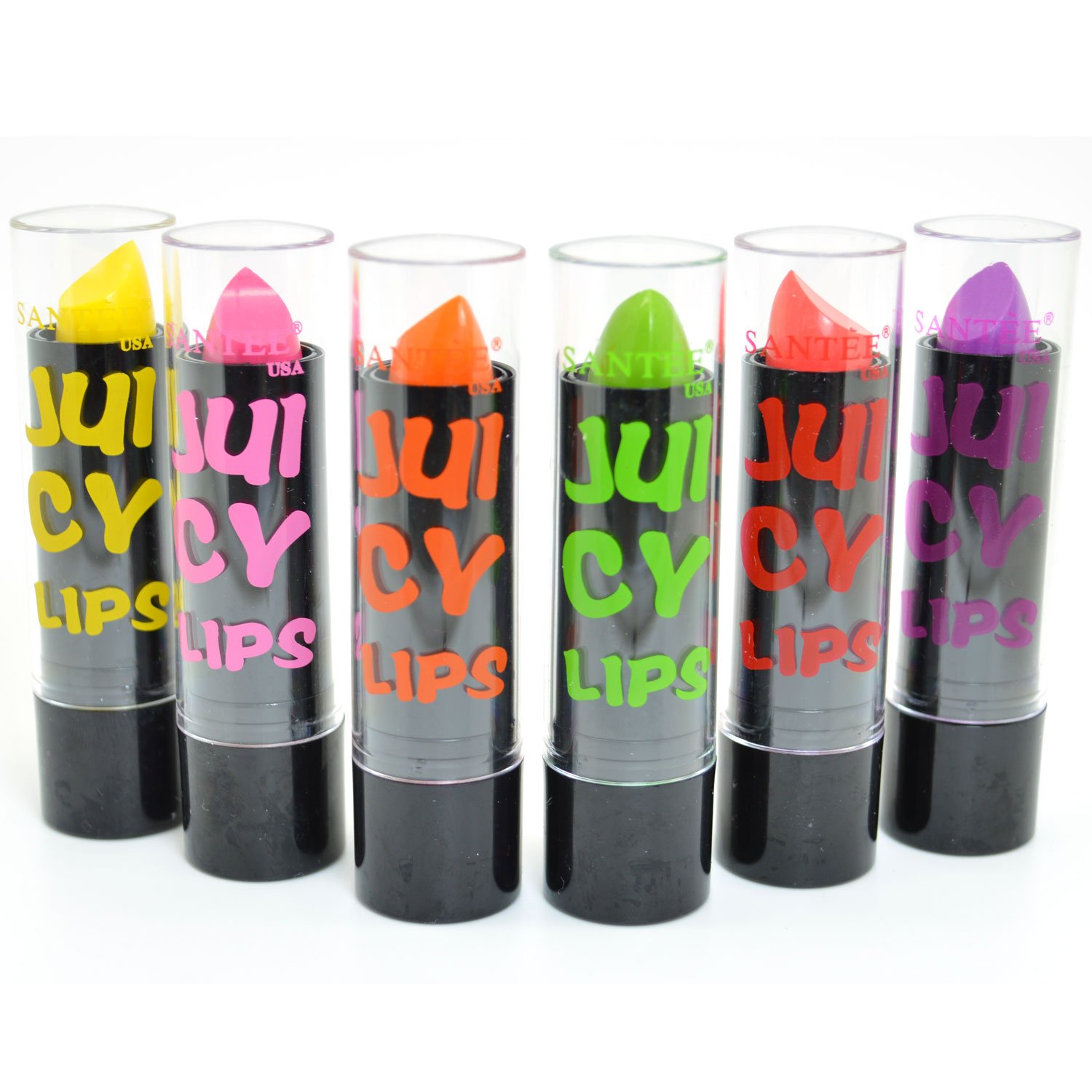 LOT OF 6 SANTEE JUICY SEXY COLOR LIP BALM STICK - ST102 + FREE EARRING by Santee