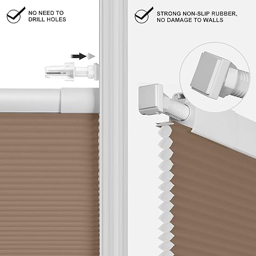 Miniatura 2 de Boolegon Persianas sin herramientas, sin taladro, para ventanas, modernas persianas celulares inalámbricas con filtro de luz, persianas de nido de