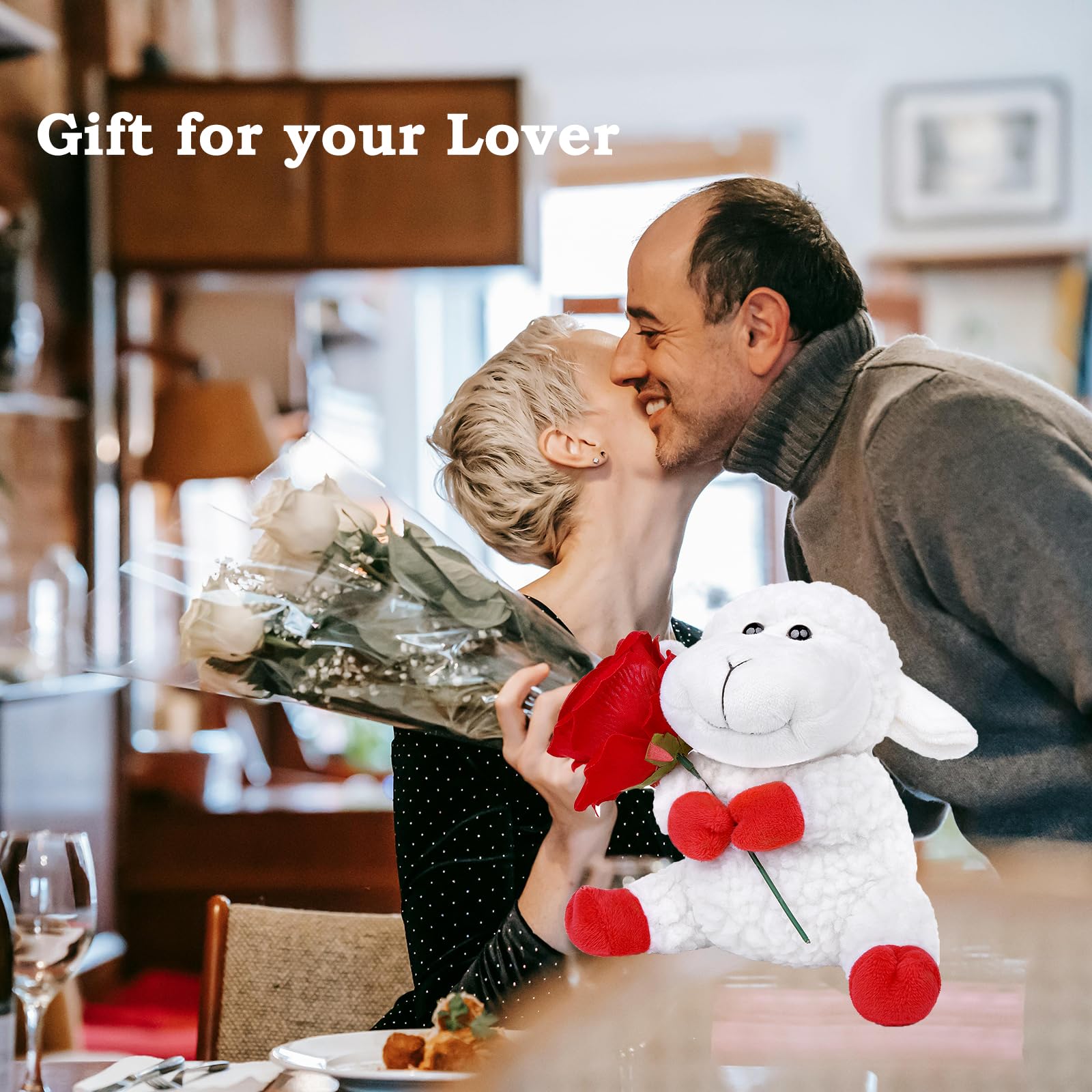 lilizzhoumax Romantic Valentine's Day Rose Flower Lamb Plush Toy 13cm/5” - Image 3