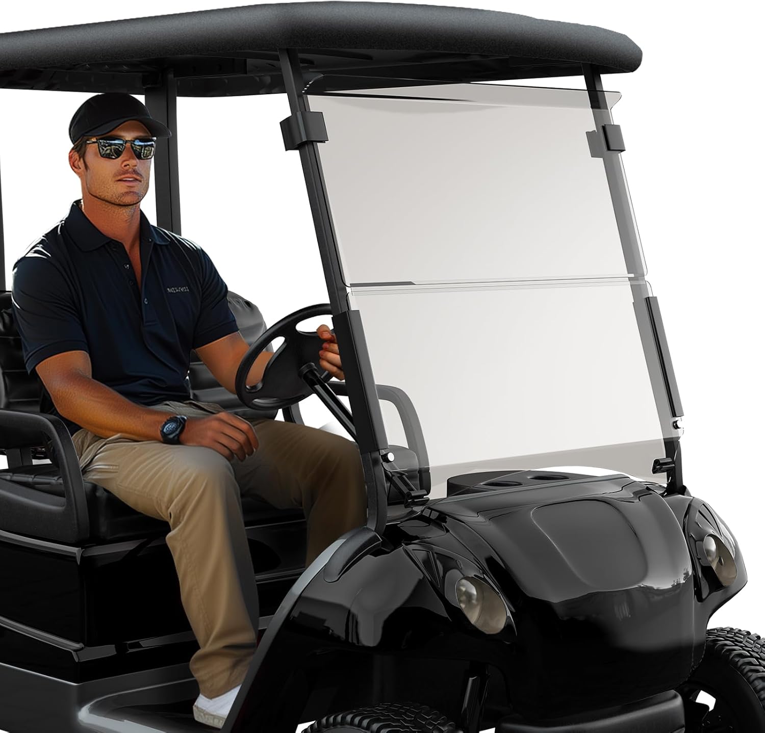 Club Car Precedent Windshield for Golf Cart Windshield Replacement,Foldable Tinted Acrylic panel material firmly match Club Car Precedent 2004 and Up Models