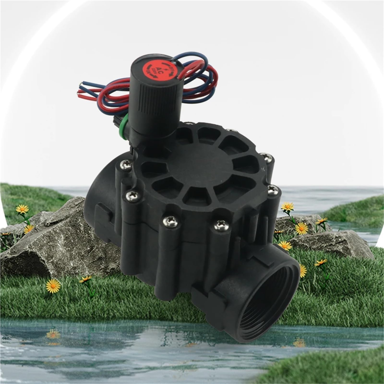 Elettrovalvola in nylon normalmente chiusa AC220V DC12V 24V DN15/20/25/32/40 1/2" 3/4" 1" for irrigazione di giardini agricoli e paesaggistici(2-1/2",AC220V)