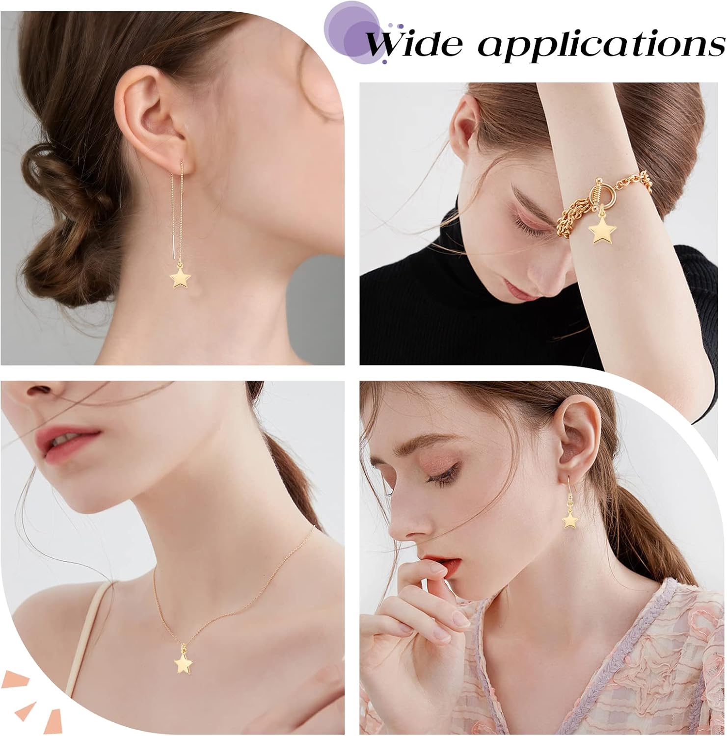 Beebeecraft 1 Box 20Pcs Gold Star Charms 18K Gold Plated Small Pentagram Dangle Pendants Charms with Jump Ring 10x11mm for DIY Jewelry Making Necklace Bracelet