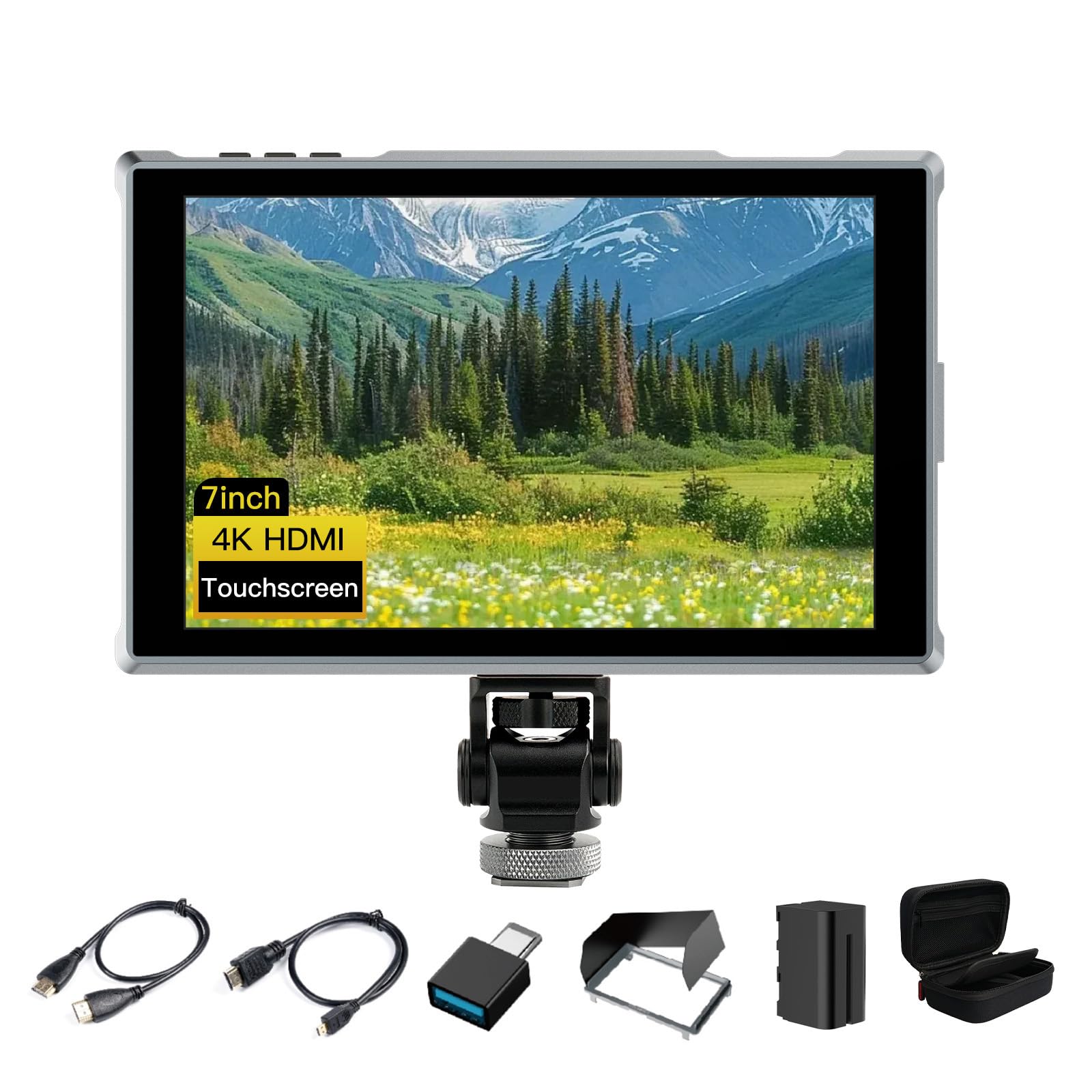 FEELWORLD FW759 Pro 7 Pouces écran Tactile Moniteur de Terrain avec Batterie 4400 mAh, résolution IPS HDMI 4K 1280 x 800, Format 9:16, marqueur de Mise au Point, entrée/Sortie vidéo Full HD
