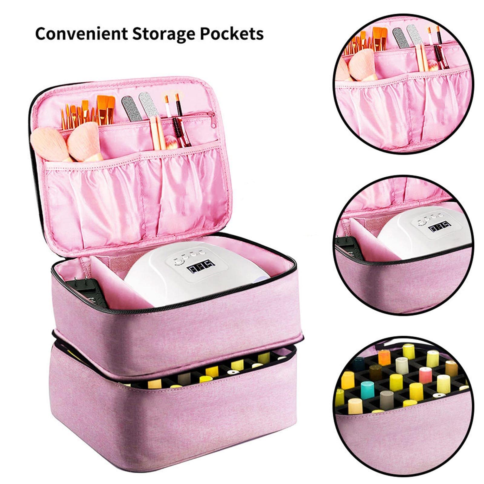 Nail Polish Storage Bag Porta Smalti Doppio Strato Organizer Borsetta Porta Bottiglie Custodia Nylon Scomparti Tascabile Adatto per Viaggi