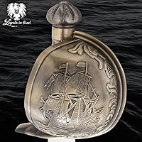 Vista 6 de Sable pirata Cutlass Hoja de acero inoxidable de 22 pulgadas Protector de empuñadura de cesta de metal fundido Acentos de obras de arte pirata