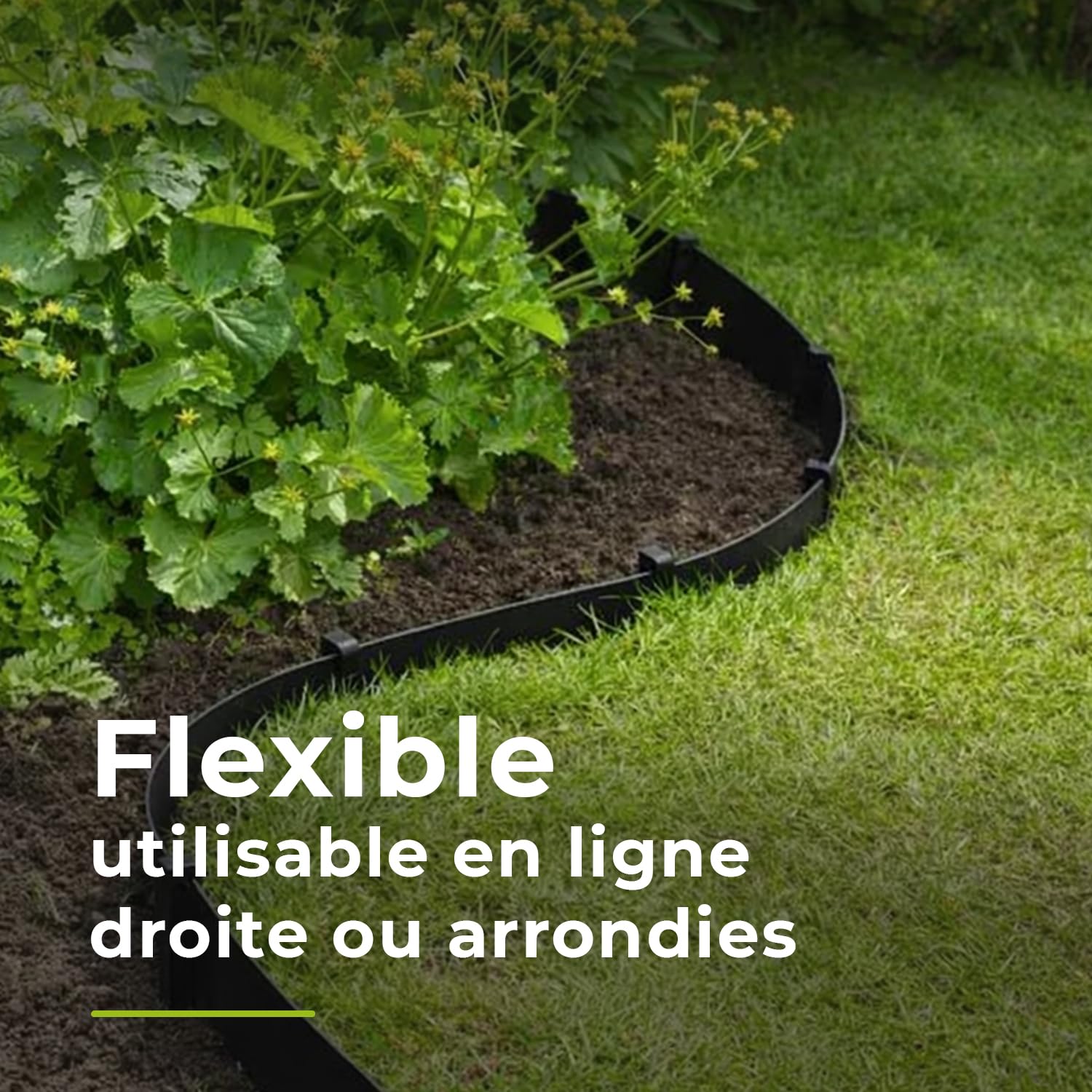 Jardiprotec Bordure, Bordure de Jardin Flexible en Plastique recyclé, Noir, 20cm x 10m