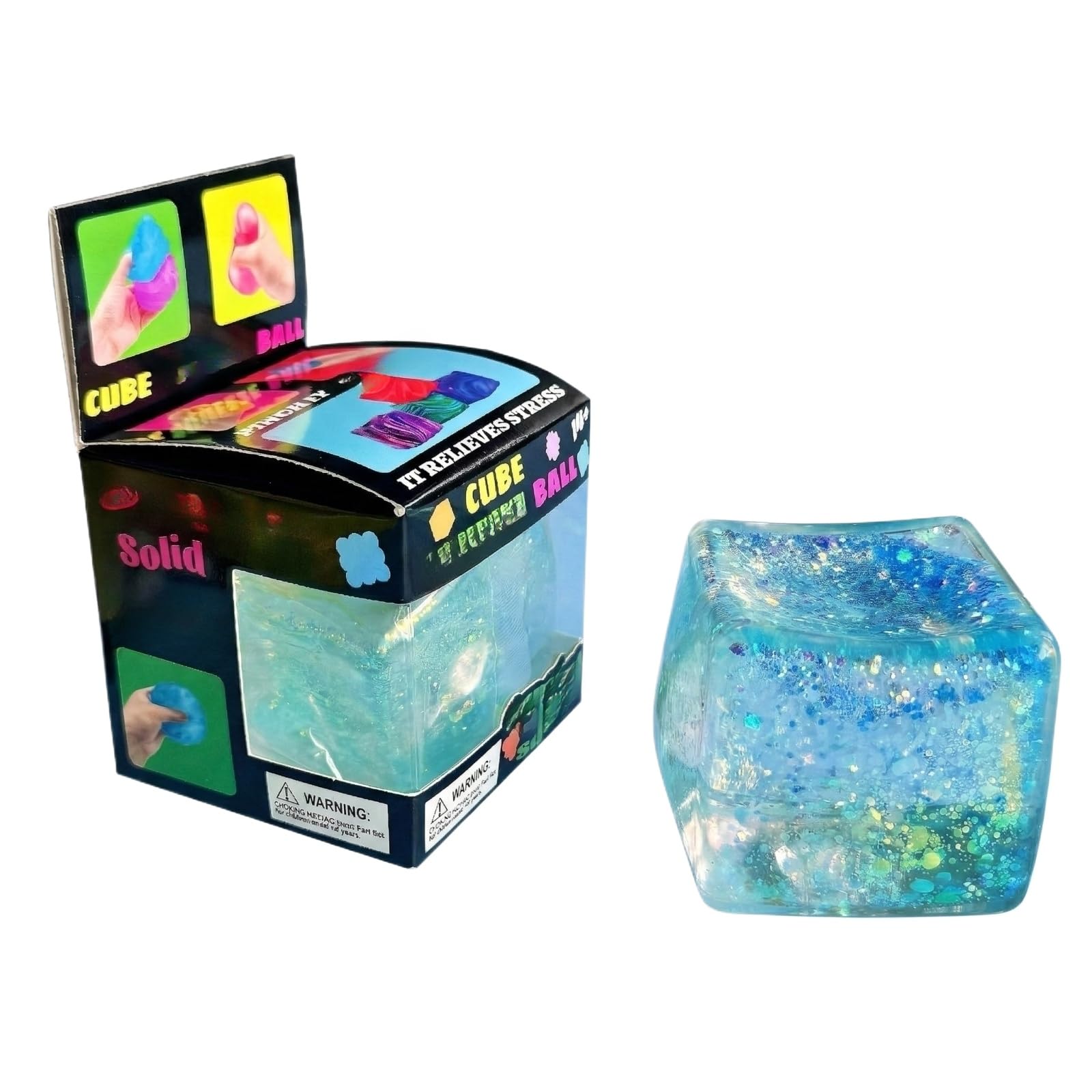 Nee doh Nice Cube Squishy Stress Cube for Adults,Squishy Slow Rising Fidget Cube Sensory for Anxiety Stress Relief High Density Ice Squeeze Ball Cubes Needoh E