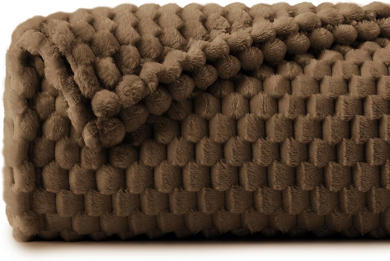 BEDELITE Fleece Blanket - 3D Jacquard Decorative Brown Throw Blankets for Couch & Bed, Soft and Cozy Warm Plush Fluffy Blanket All Seasons Suitable, 50x60Inches - Image 2