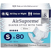 NorthShore AirSupreme Breathable Adult Diapers with Tabs, Small, 80 Count
