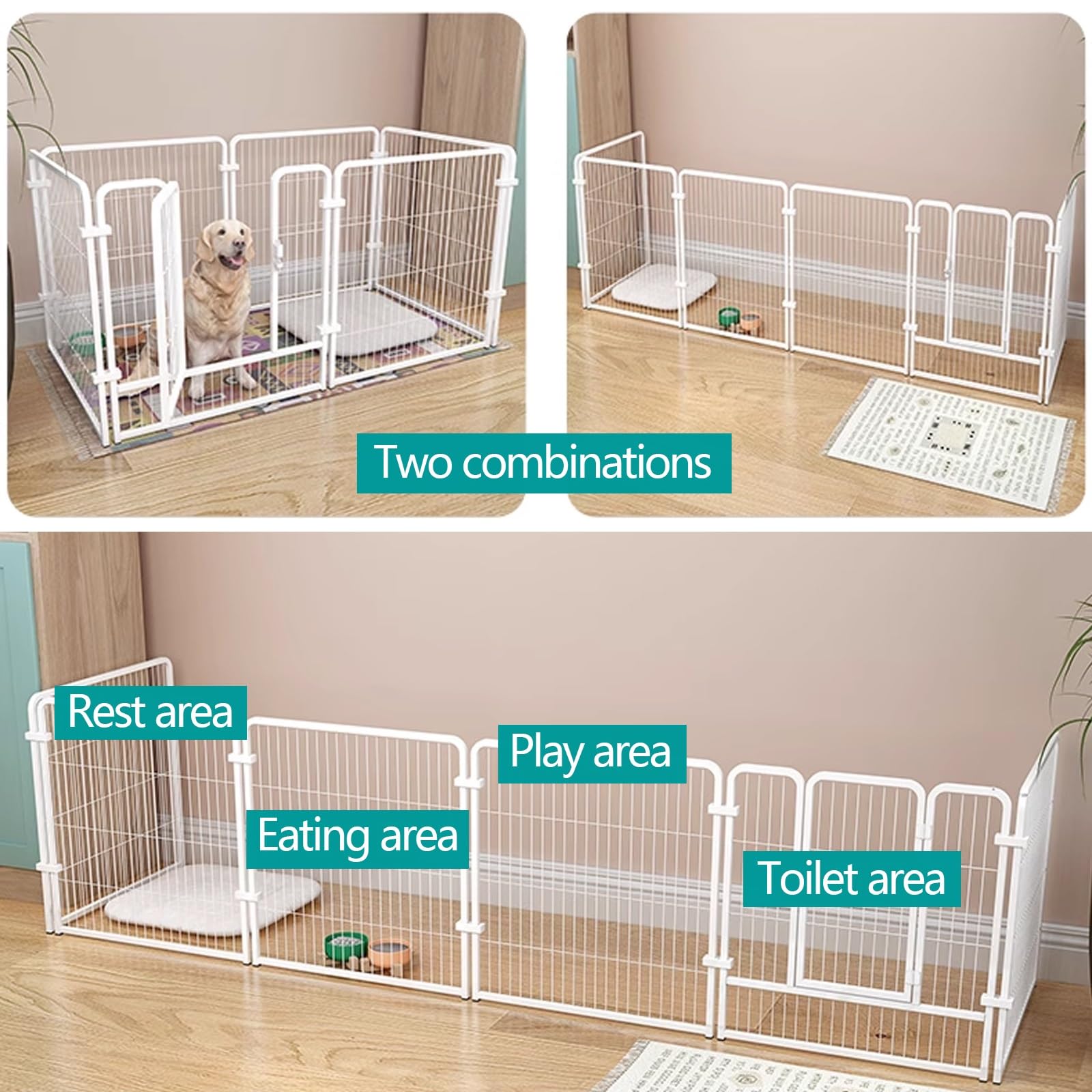 Recinto Portatile per Cani Campeggio Recinzione Giardino Esterno Metallo Moderno Facile da Montare Recinto per Gatti da Interno Facile da Pulire(White,200x100x120cm)
