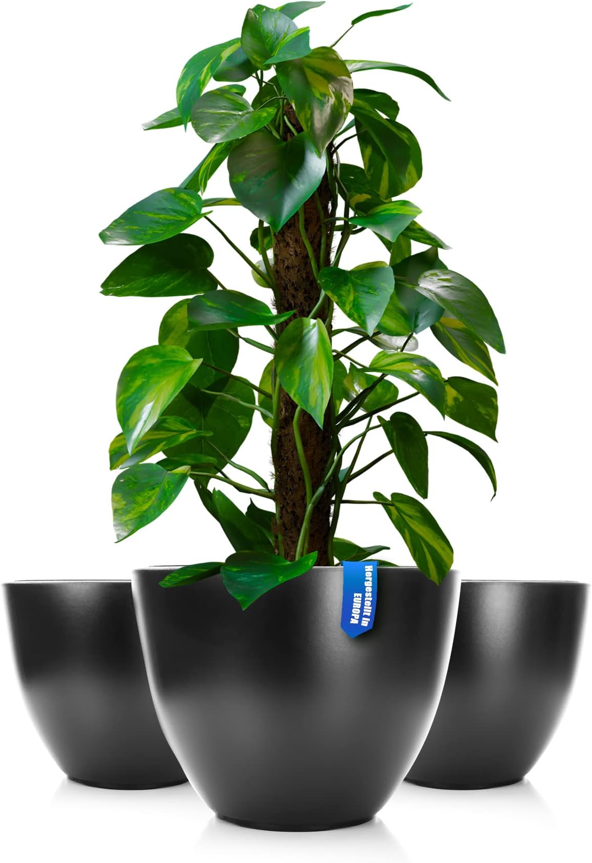 BigDean 3X Blumentopf Style ø 40 cm anthrazit mit herausnehmbaren