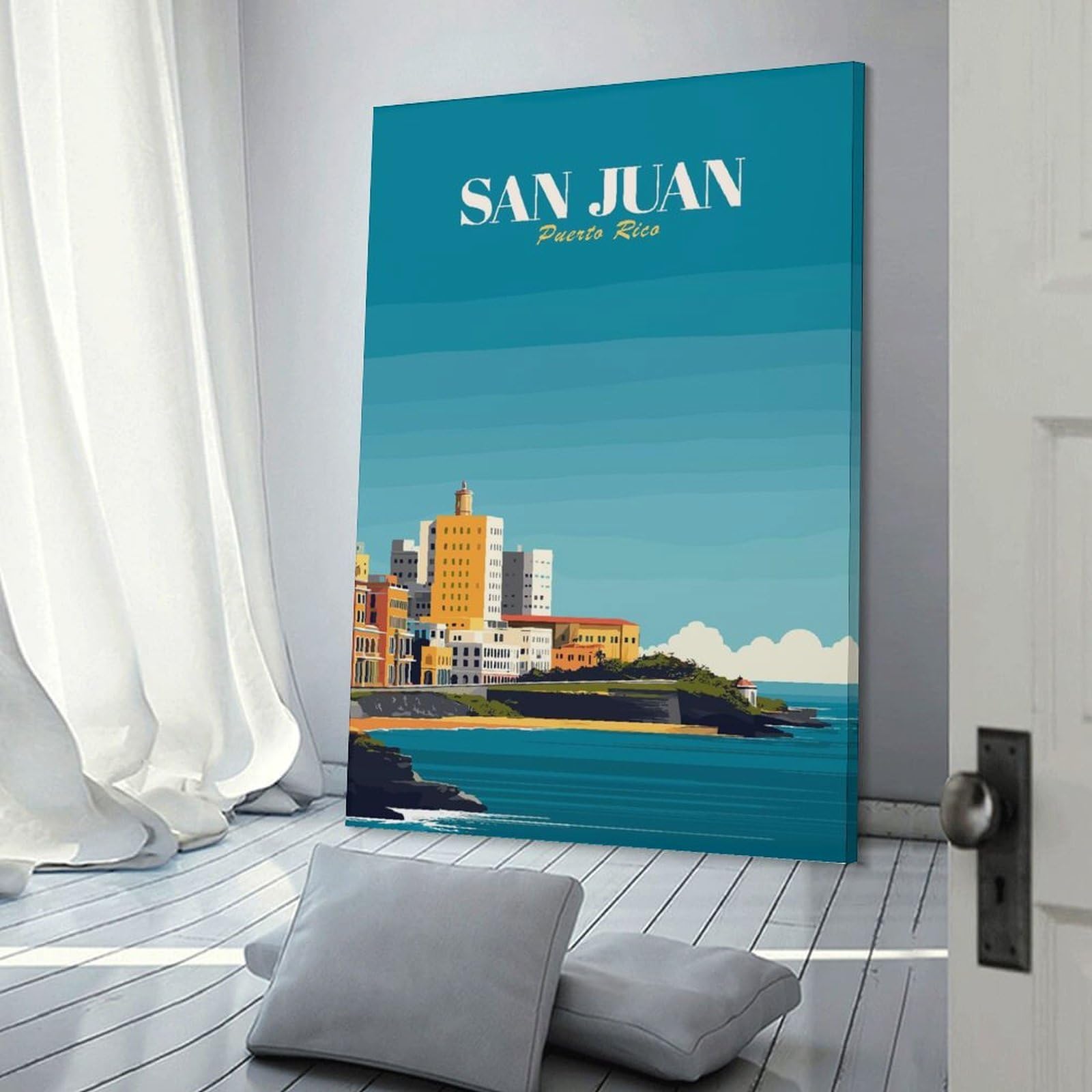 Junmoney Wall Picture Print San Juan, Puerto Rico Travel, 20x30inch(50x75cm), for Small Homes, Bedrooms Or Open Spaces, An Easy Choice for New Home Styling