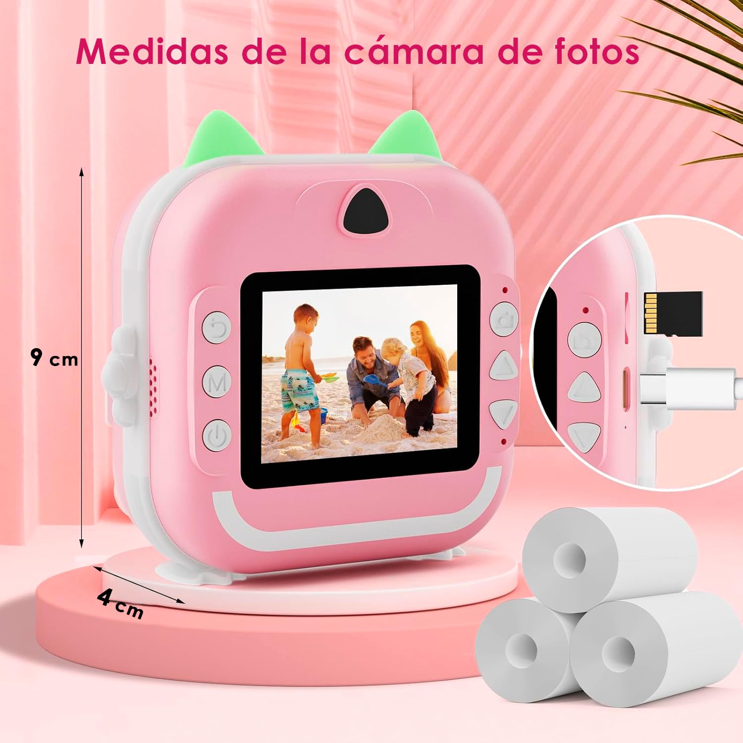 Cámara de Fotos Infantil, Cámara de Fotos Instantánea, Camara de Fotos Instantaneas Con 11 Rollos de Papel, Camara Fotos Instantaneas, Cámara Instantánea Para Niños, Camara Instanea Recargable
