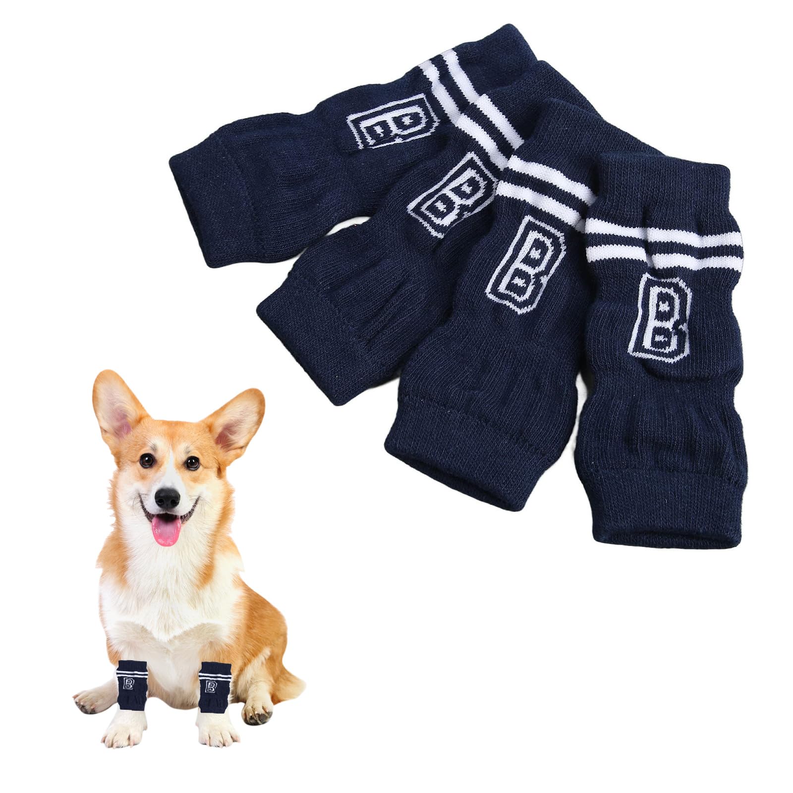 ZHEJIA 犬ソックス ペット用レッグウォーマー (４点セット) 犬レッグソックス 猫 老犬 犬用 レッグガード 関節プロテクター 犬足舐め防止 汚れ防止 お散歩用 室内用 足保護 防寒 Ｍ