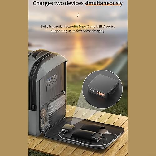 Miniatura 4 de Cargador de mochila solar, mochila de carga solar de 35 litros para actividades al aire libre, mochila de viaje con paneles solares duales que