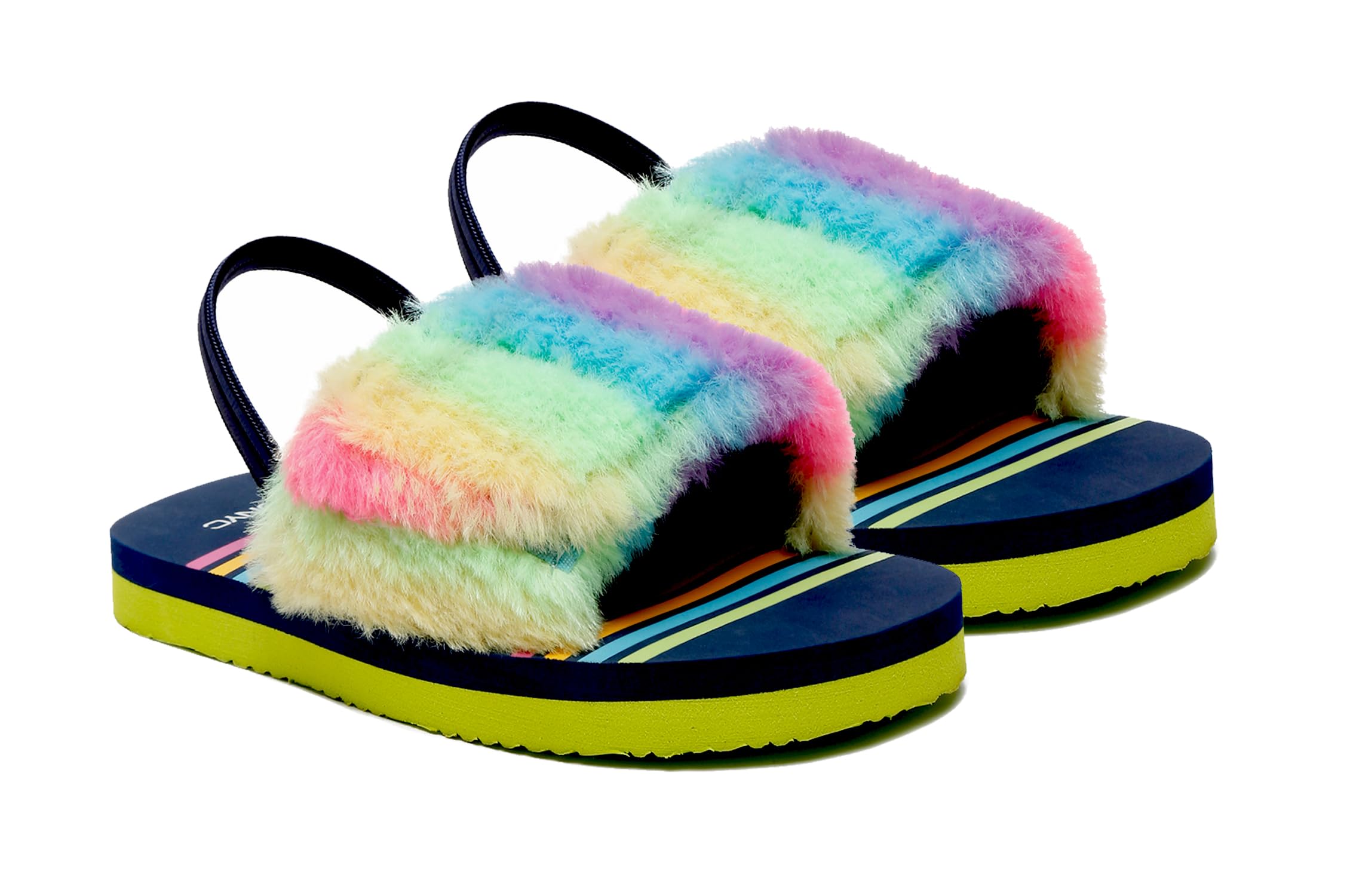 ONYC Kids Slippers Rainbow Fur Sliders for Girls with Back Support Navy Blue (3.5 Years) (B0CMXFVKNS) Amazon Price History, Amazon Price Tracker
