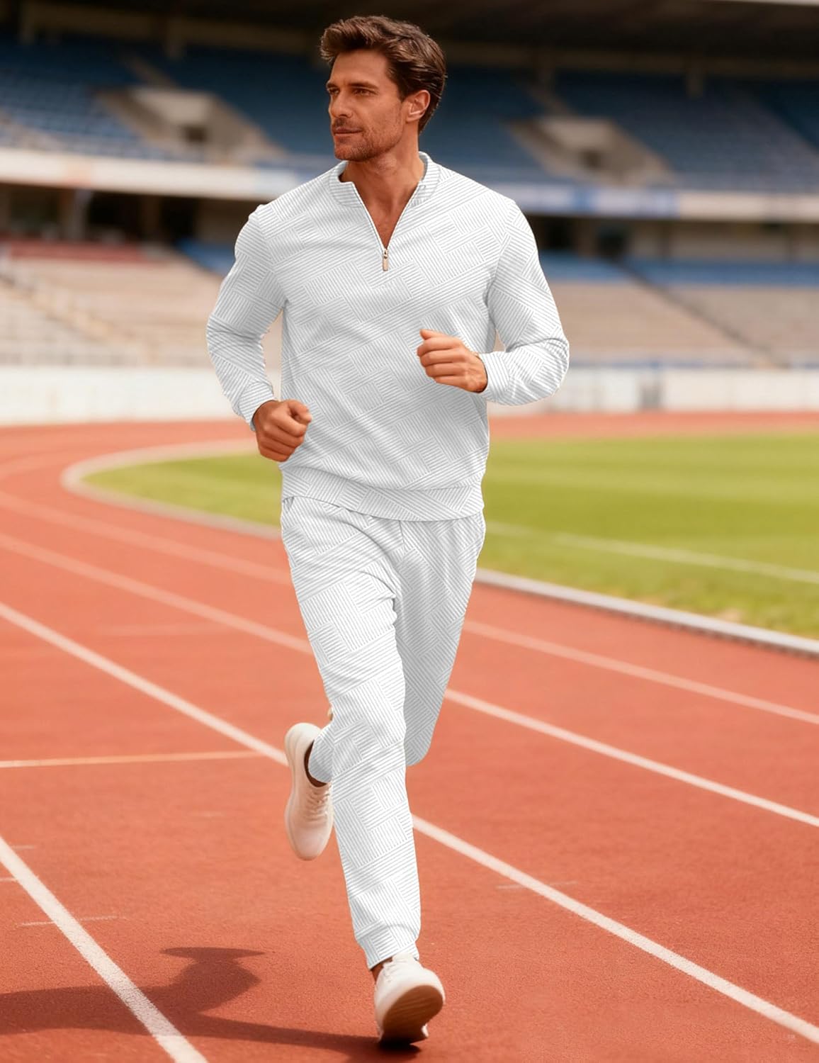 Bealin Mens Track Suits 2 Piece Long Sleeve Zip Polo Shirts & Sweatpants Textured Athletic Sweatsuit Casual Joggers Sets - Image 4