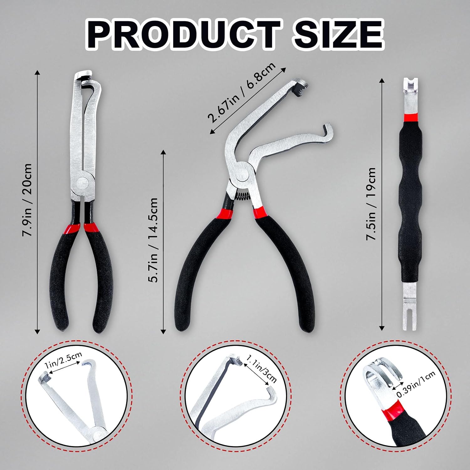 3 Pcs Electrical Disconnect Pliers,Automotive Electrical Connector Removal Tool,Upgrade Electrical Connector Pliers & Automotive Clip Removal Tool,Steel Automotive Hose Clamp Plier Set Tools(Black)