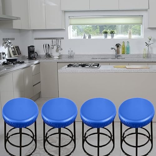 Miniatura 2 de Fundas elásticas de poliuretano para taburetes de bar redondos, fundas de asiento impermeables, fundas de cojín lavables con bandas elásticas para