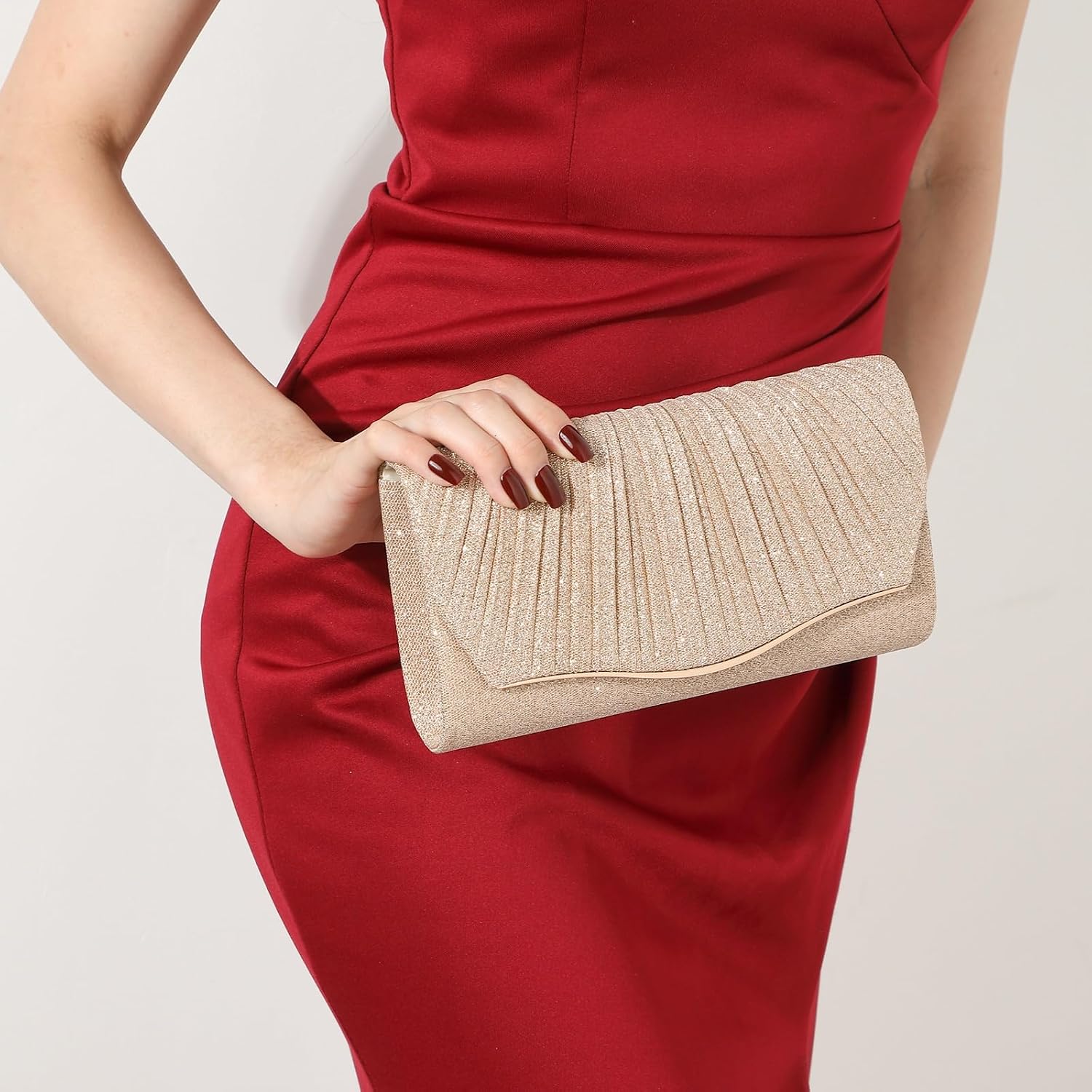 Glitter Clutch Purse for Women, Chain Crossbody Bag with Satin Sequin, Shoulder Purses Handbags for Wedding Party