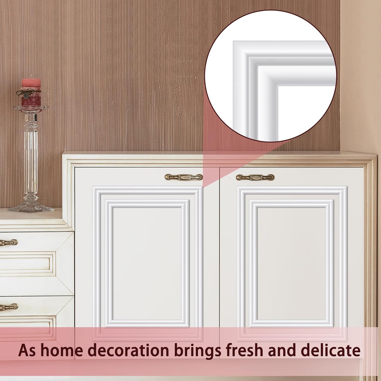 6,1 m x 23 mm Bandes autocollantes pour décoration murale | Moulure autocollante blanche, cadre de miroir, porte d'armoire, décoration d'intérieur