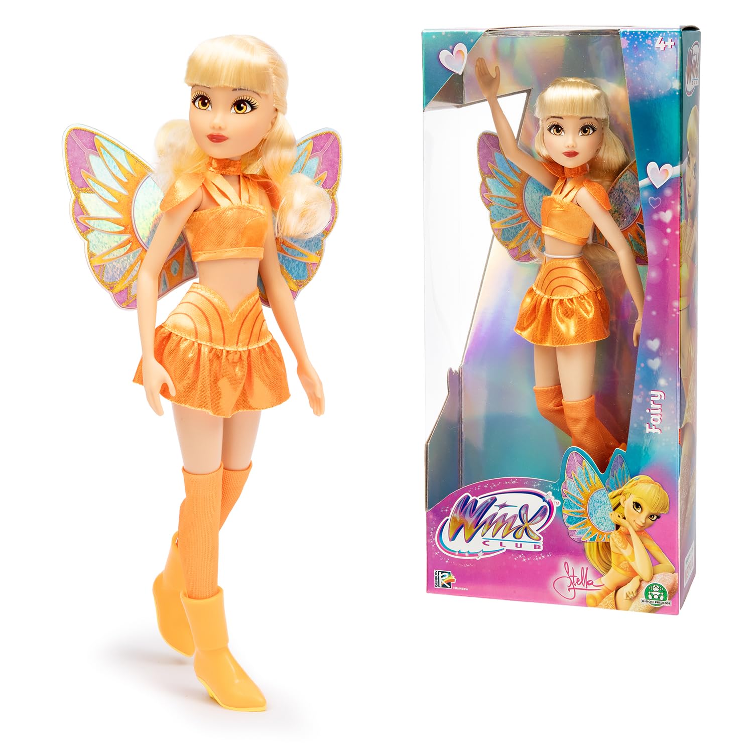 Winx Fairy Doll – Stella with Glitter Wings & Articulated Joints – Removable Fairy Accessories – Radiant Transformation Look – Official Winx Club Toy for Girls – Ages 4+