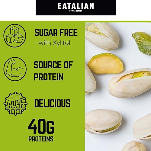 Miniatura 4 de EATALIAN by AMZ BETTER Crema de proteína de pistacho crujiente untable 7 oz200 gr, crema de pistacho con granos, pasta de proteínas, sabor dulce,