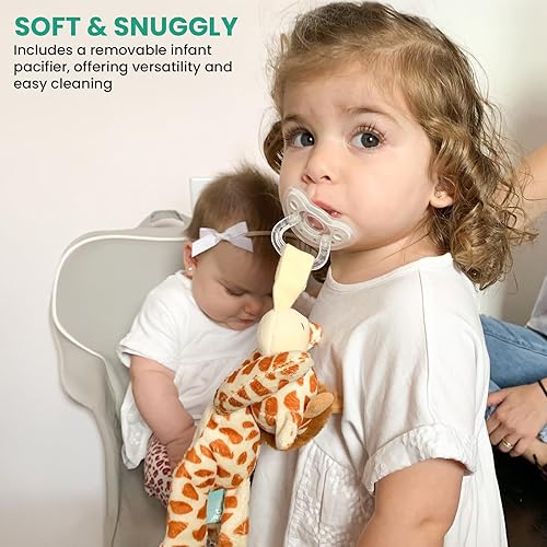 Miniatura 3 de Soporte desmontable para chupete  Chupete de silicona con animal de peluche  Soporte extraíble para chupete de bebé para acurrucarse con comodidad