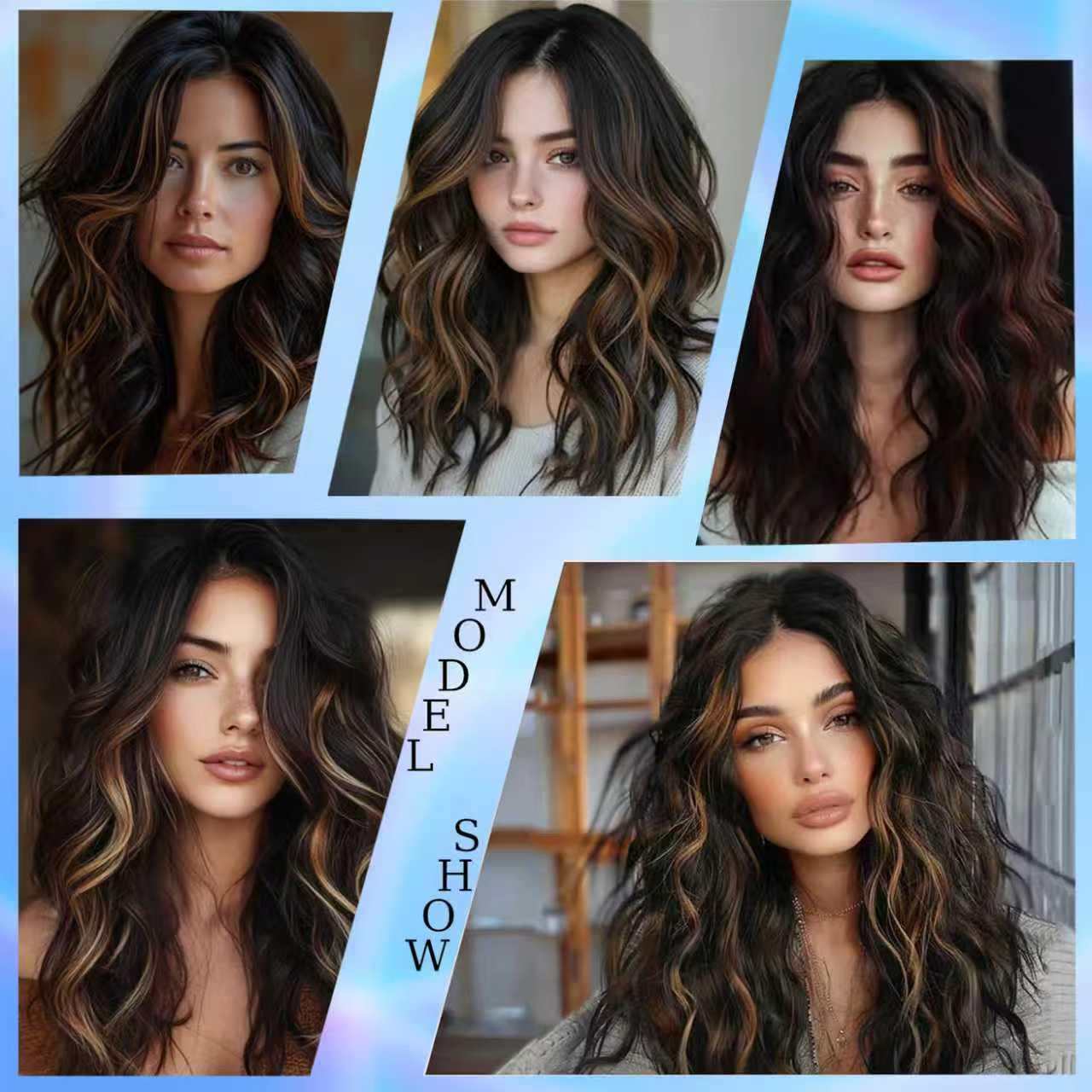 Black Mix Brown Wavy Wigs for Women 18 Inch Medium Length Short Wavy Wig Middle Part Synthetic Heat Resistant Natural Looking for Daily Party Halloween Use - Image 6