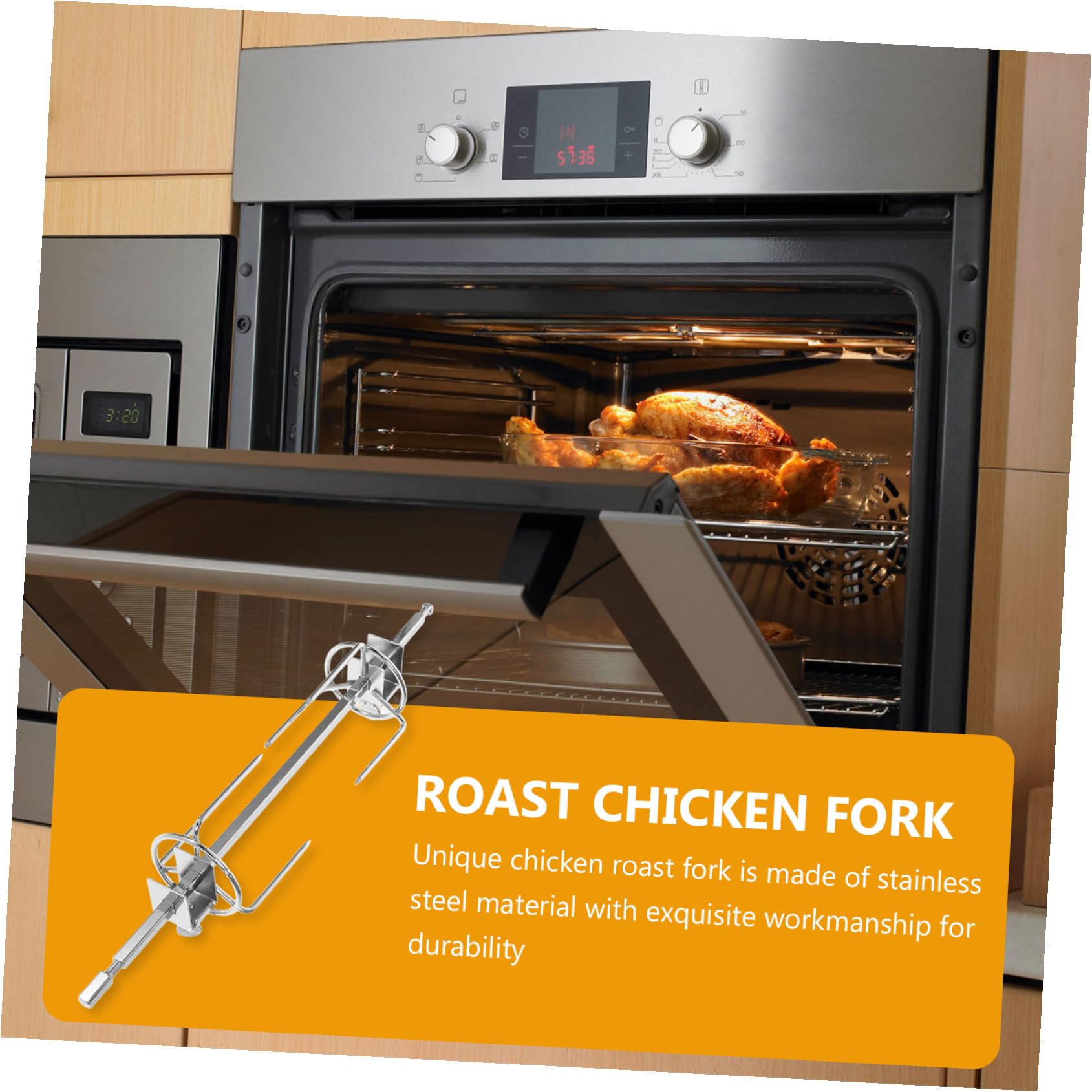 Rotante in acciaio inox per arrostire il pollo Accessori per barbecue per grigliate all'aperto Set professionale per la preparazione degli alimenti e strumenti elettronici stabili del forno