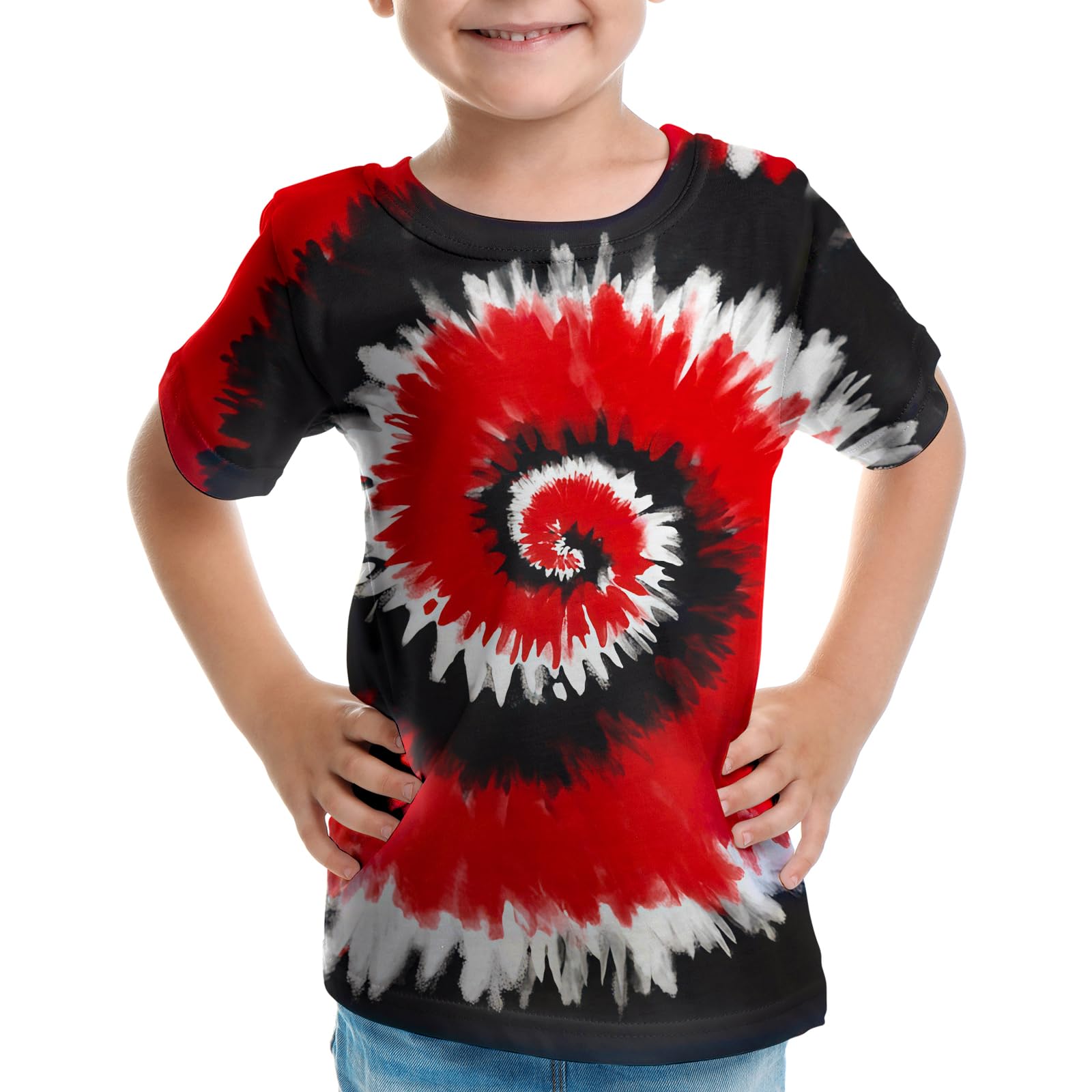 Pagaduan Big Kids Tie Dye Shirt for Boys Girls Short Sleeve Hippie Tshirt Senior Tee
