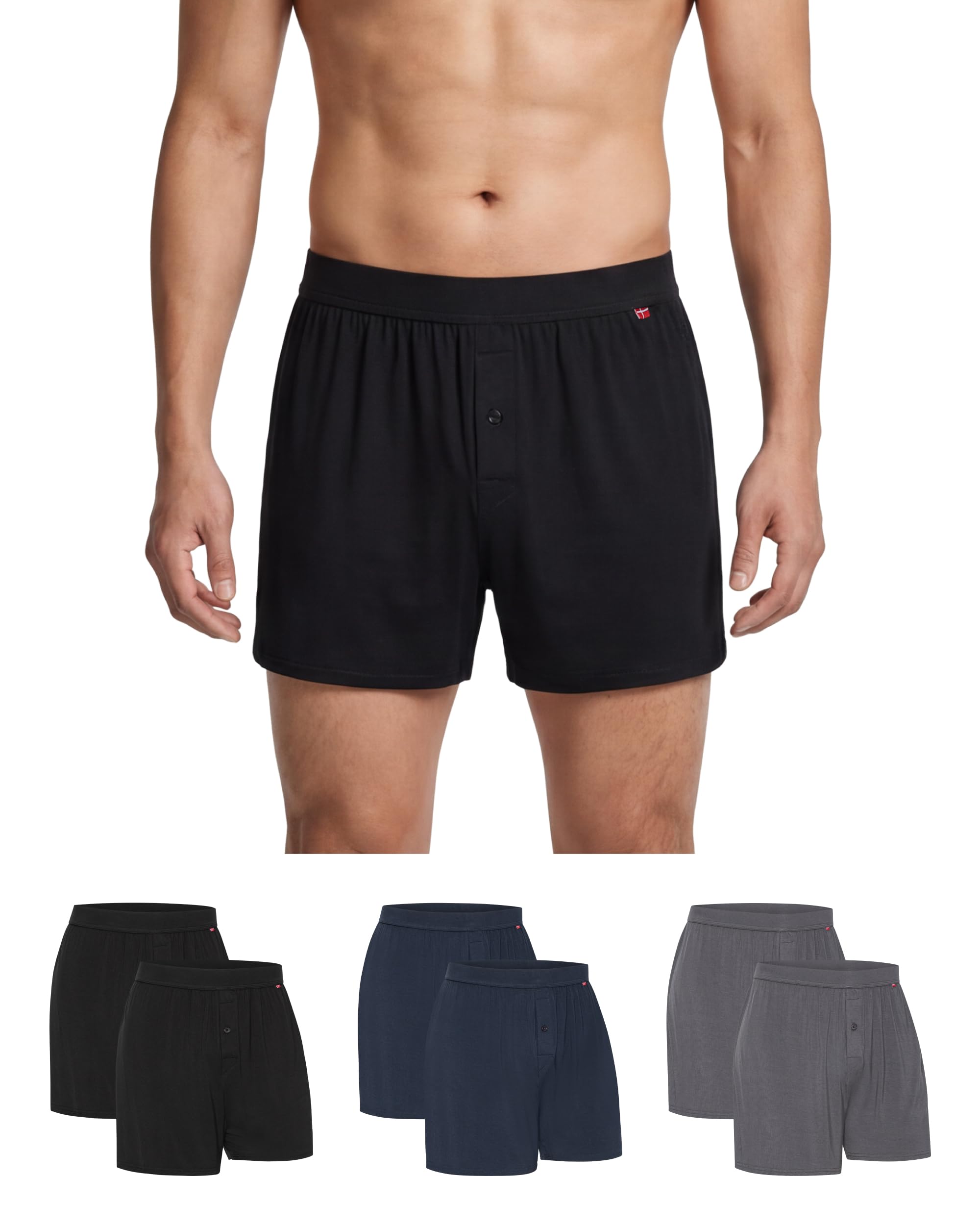 DANISH ENDURANCE Calzoncillos Hombre Boxer de Bambú, Calzoncillos Ajustados y Cómodos, Cintura Elástica, para Uso Diario, Pack de 6