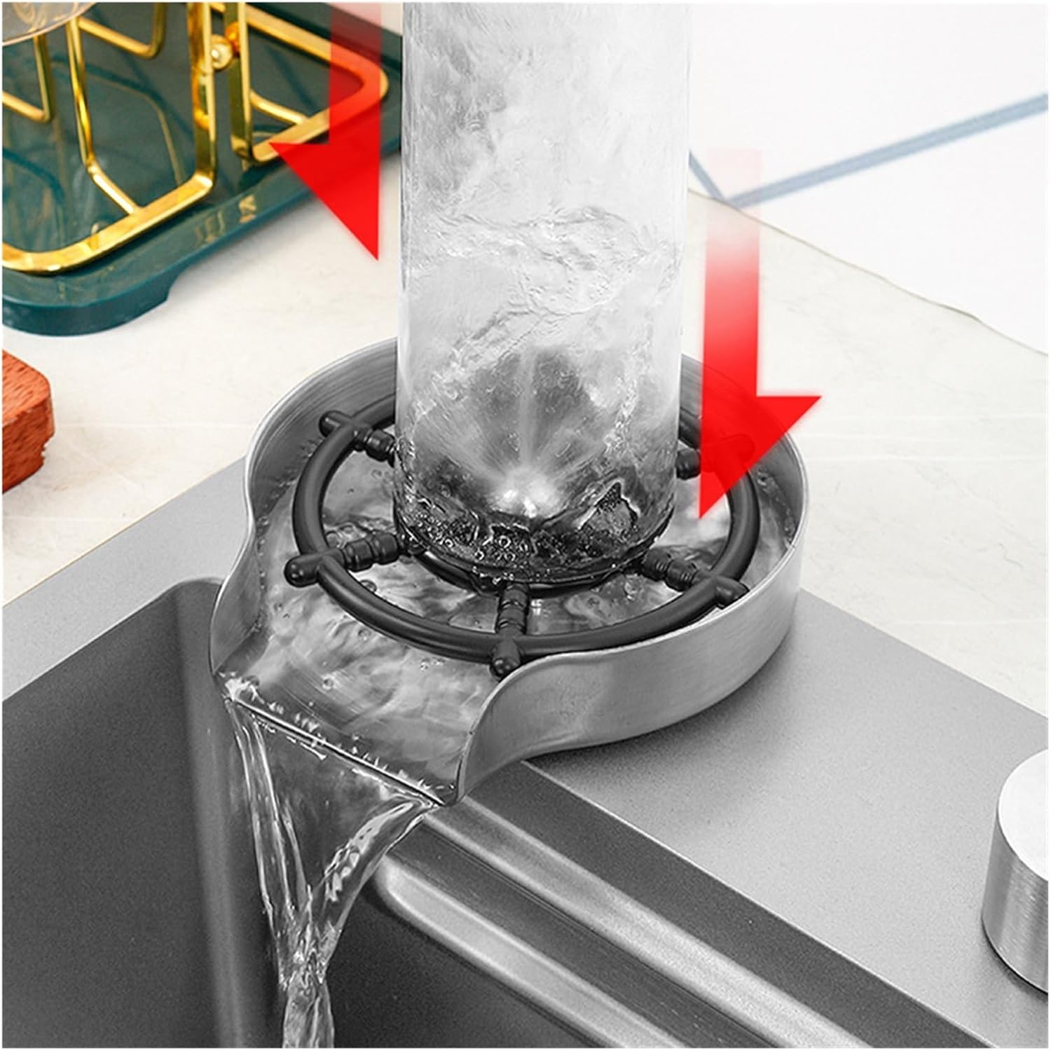 Kitchen 304 Stainless Steel Flying Rain Waterfall Sink Grey Household Large Single Tank Vegetable Washing Basin Bowl Pool(6846 T2)