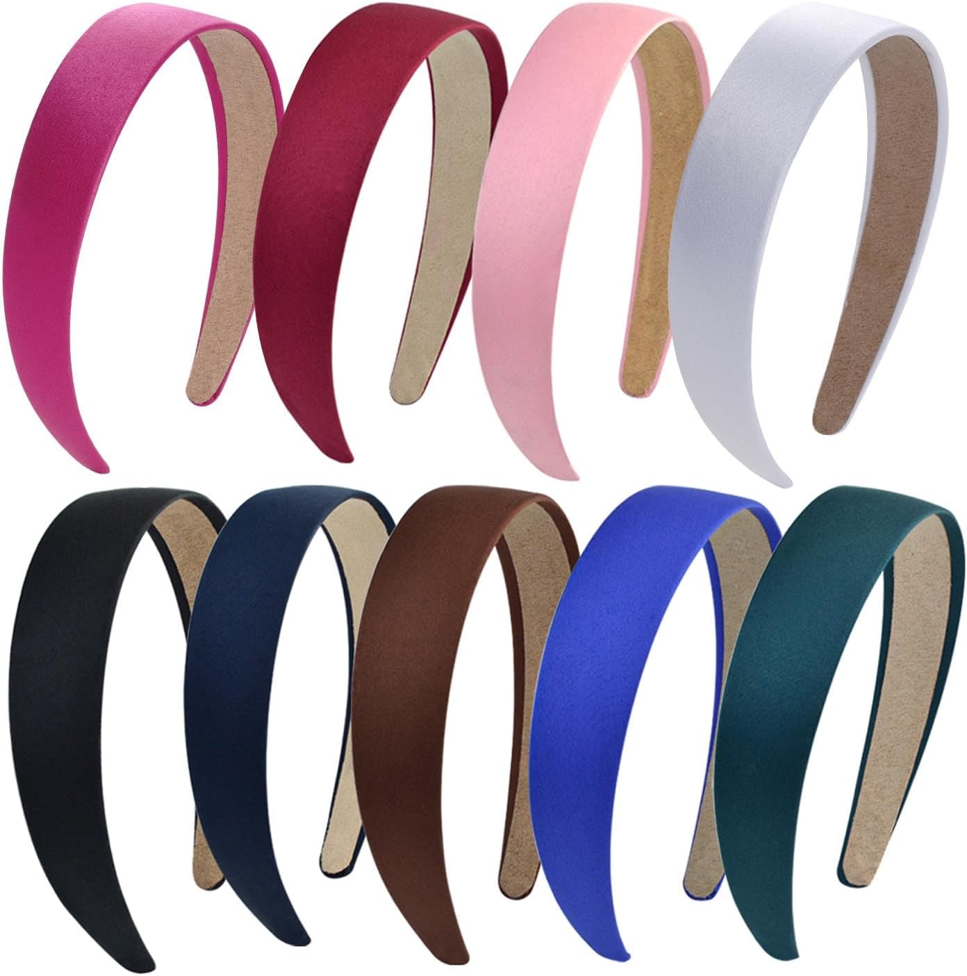 HOVEOX 9 Pieces Hard Headbands 1 Inch Wide Non slip Ribbon