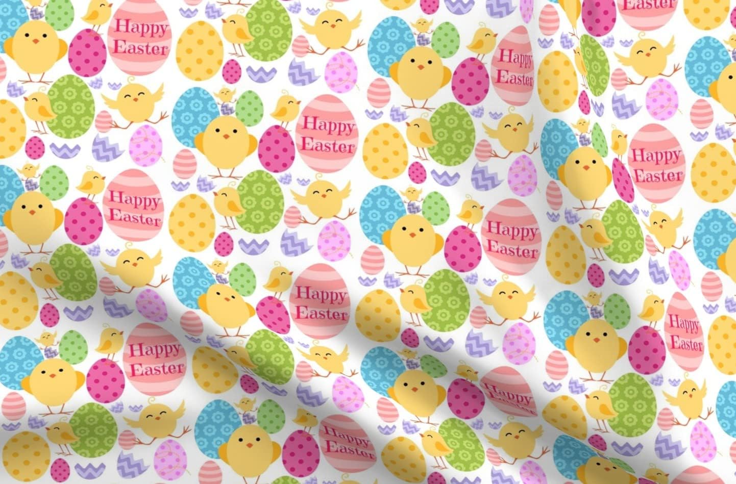 Spoonflower Fabric - Easter Fun Eggs Spring Pastels Holiday Printed on Petal Signature Cotton Fabric Fat Quarter - Sewing Quilting Apparel Crafts Decor