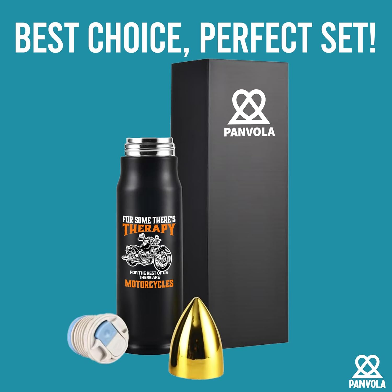 Panvola Therapy Is Expensive Wind Is Free Motorcycle Gifts Bullet Tumbler Rider Biker Motorcyclist Dad Husband Brother Boyfriend Retro Stainless Steel Tumbler 17 oz Black